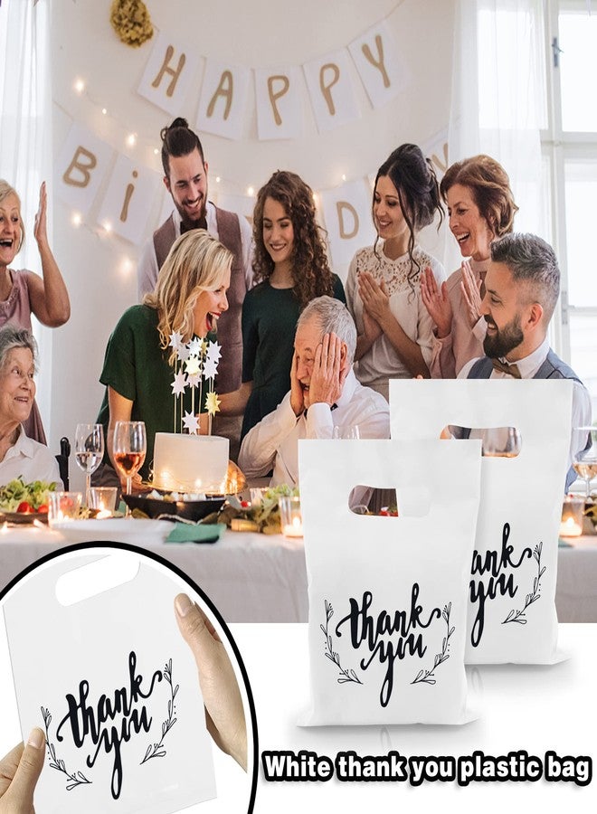 KEEPARTY مجموعة من 100 كيس صغير من أكياس الهدايا البلاستيكية من KEEPARTY، مثالية لحفلات أعياد الميلاد وحفلات استقبال المولود الجديد وحفلات الزفاف وهدايا المعارض التجارية (أبيض). - Image 4